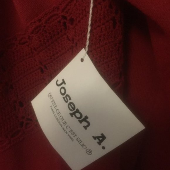 Joseph Abbound Ruby Red Crochet Knit Cardigan ~ Size XL - Picture 4 of 6